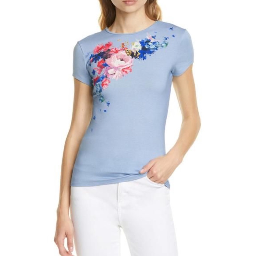 Ted Baker Blue Banzra Raspberry Ripple Fitted Tee